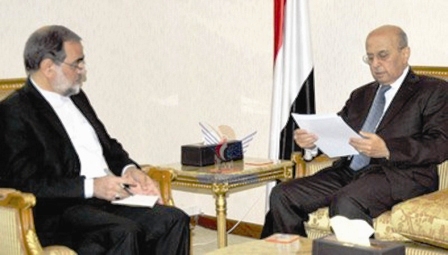 القربي أثناء لقائه السفير الإيراني أمس